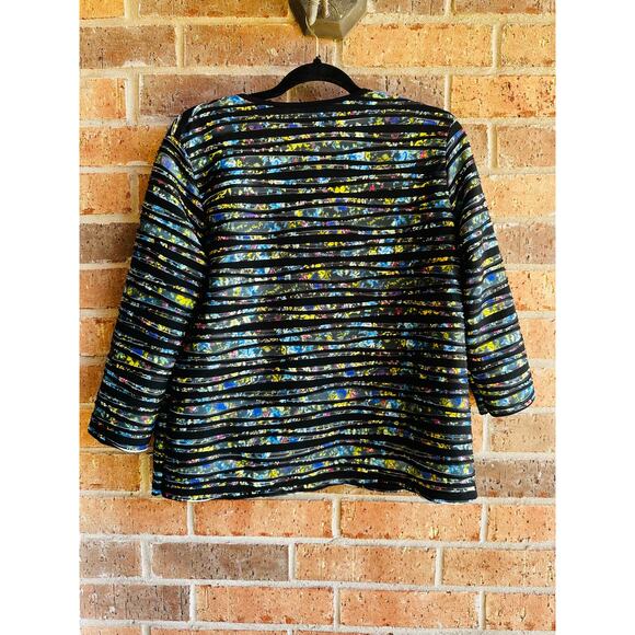 Clara Sun Woo Women's Multicolor Open Front Textured Striped Jackets Size Large - Picture 2 of 4